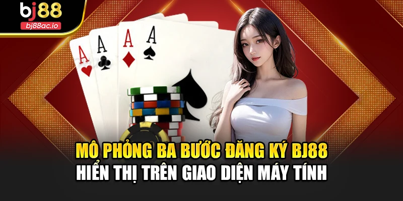 Mô phỏng ba bước đăng ký hiển thị trên giao diện máy tính